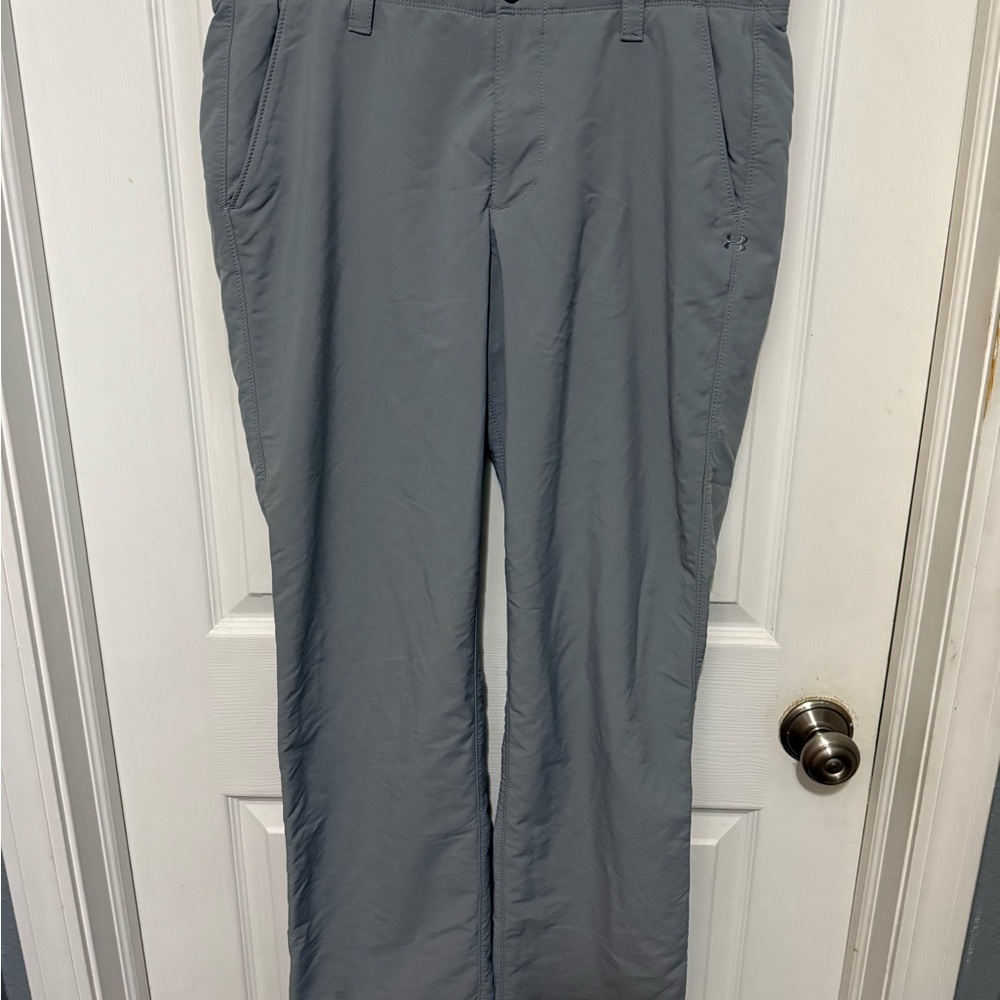 Under Armour Mens Chino Flat Front Golf Pants Grey Sz 34/32 Stretch Lightweight